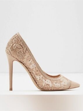 Aldo | New Arelisen rhinestone mesh beige 4” heels Women’s size 7.5 NIB party